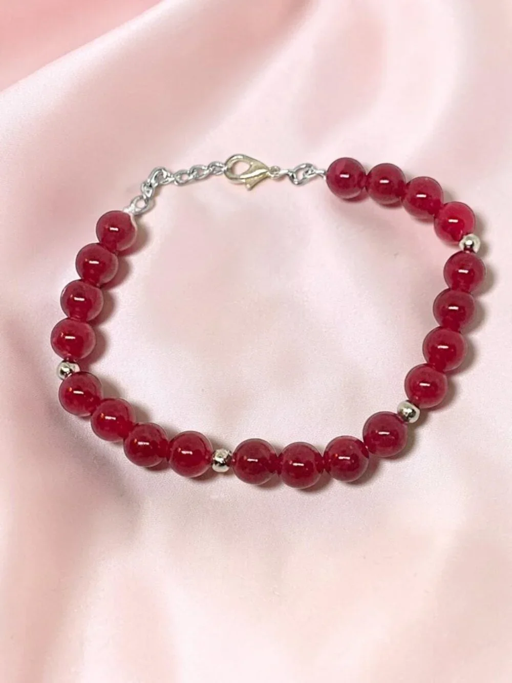Round Shape 112 Carats Enhanced Pink Ruby Beaded Beautiful Bracelet